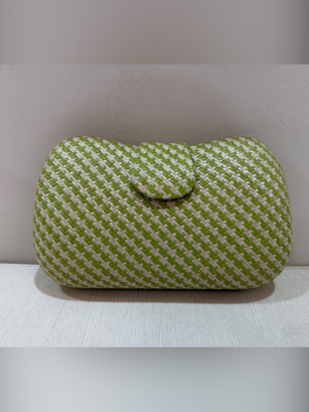 Banana Republic Green and White Woven Clutch
